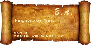 Benyovszky Anna névjegykártya